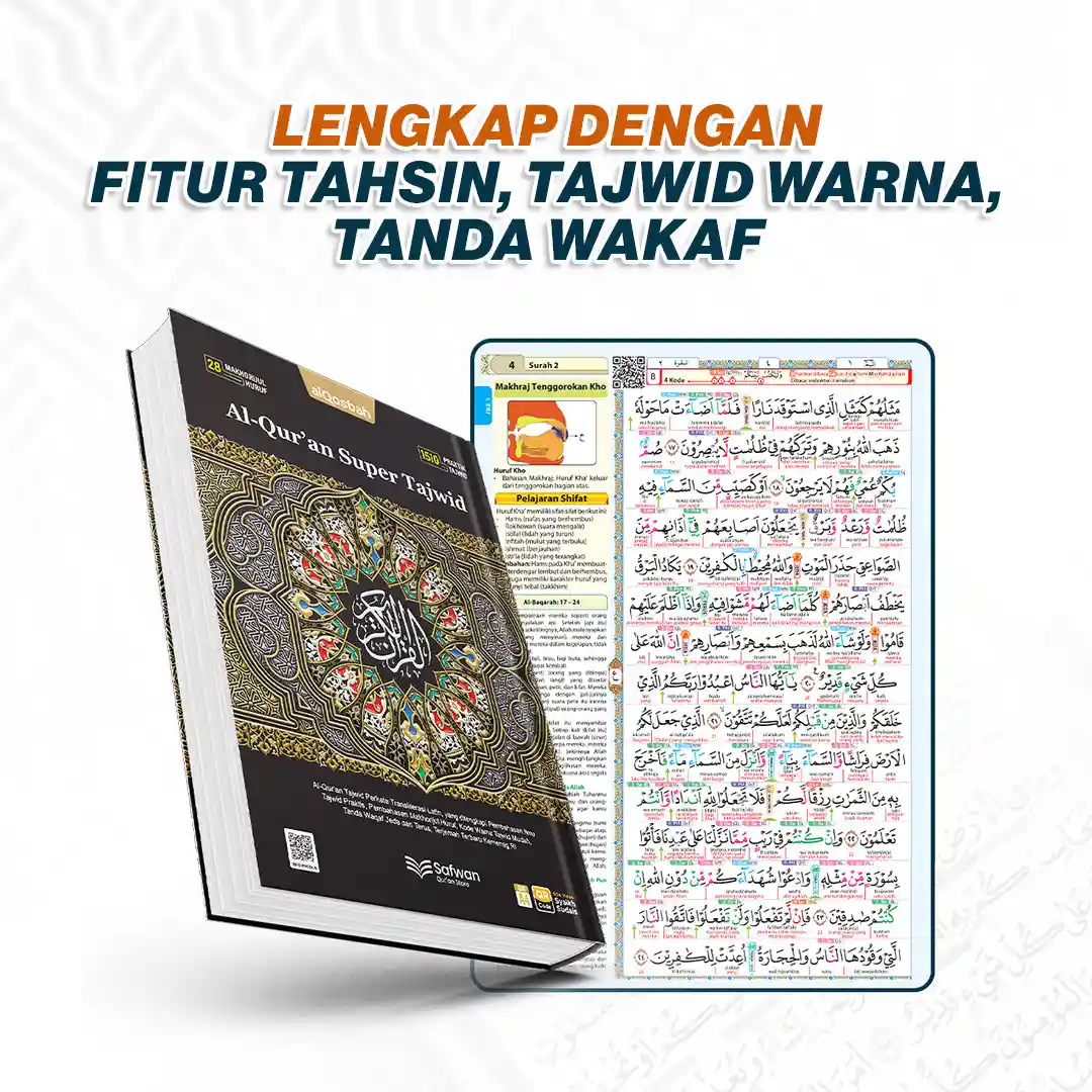 Lengkap dengan fitur tahsin, tajwid warna, tanda wakaf